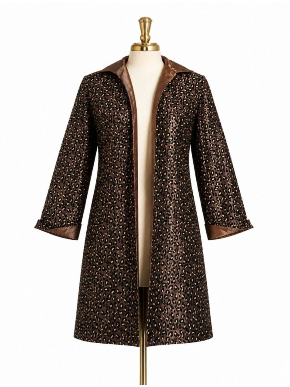 Grace Chuang New York Leopard Flocked Duster Jacket Women’s M Open Front